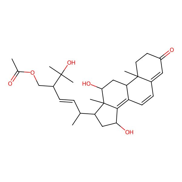 2D Structure of 28-Acetoxy-12beta,15alpha,25-trihydroxyergosta-4,6,8(14),22-tetraen-3-one