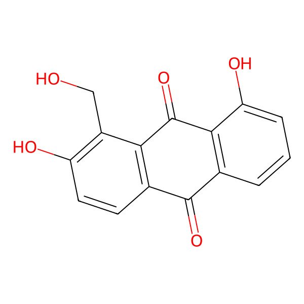 2D Structure of 2,8-Dihydroxy-1-(hydroxymethyl)anthracene-9,10-dione