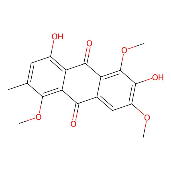 2D Structure of 2,8-Dihydroxy-1,3,5-trimethoxy-6-methylanthracene-9,10-dione