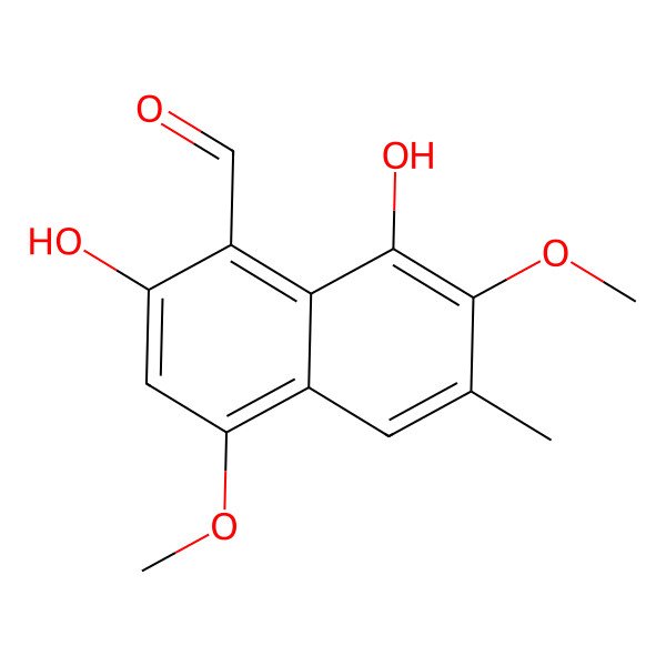 2D Structure of 2,8-Dihydroxy-4,7-dimethoxy-6-methyl-1-naphthalenecarboxaldehyde