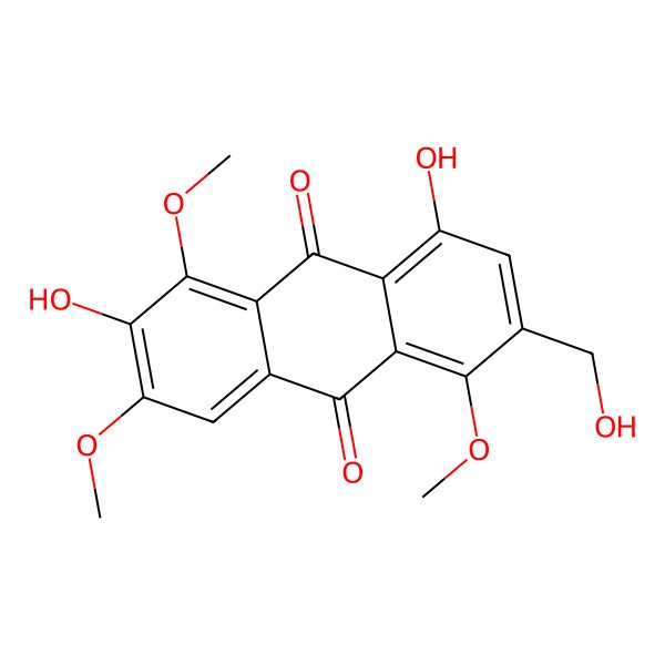2D Structure of 2,8-Dihydroxy-6-(hydroxymethyl)-1,3,5-trimethoxyanthracene-9,10-dione