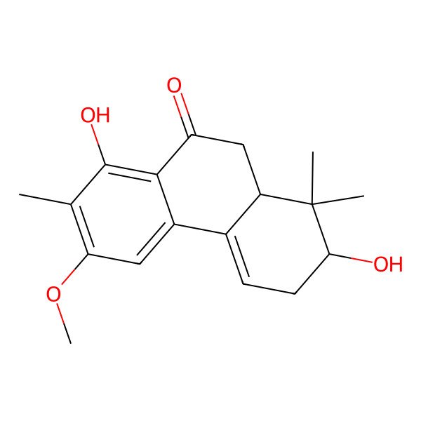 2D Structure of 2,8-Dihydroxy-6-methoxy-1,1,7-trimethyl-2,3,10,10a-tetrahydrophenanthren-9-one