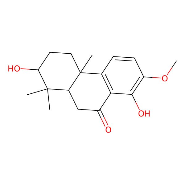 2D Structure of 2,8-dihydroxy-7-methoxy-1,1,4a-trimethyl-3,4,10,10a-tetrahydro-2H-phenanthren-9-one 2D Structure of 2,8-dihydroxy-7-methoxy-1,1,4a-trimethyl-3,4,10,10a-tetrahydro-2H-phenanthren-9-one