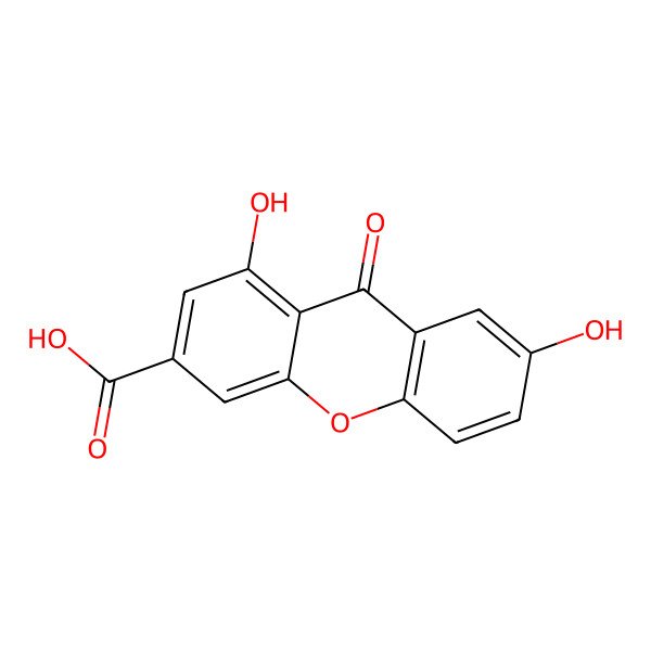 2D Structure of 2,8-Dihydroxy-9-oxo-9h-xanthene-6-carboxylic acid