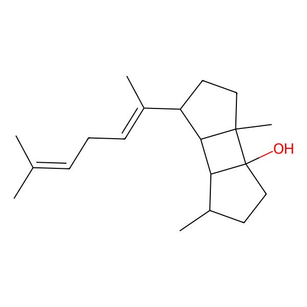 2D Structure of 2,8-Dimethyl-5-(6-methylhepta-2,5-dien-2-yl)tricyclo[5.3.0.02,6]decan-1-ol