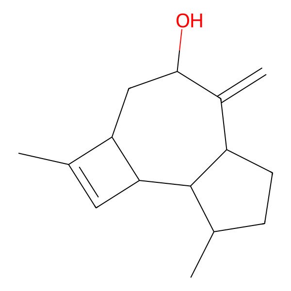 2D Structure of 2,8-dimethyl-5-methylidene-3,4,5a,6,7,8,8a,8b-octahydro-2aH-cyclobuta[e]azulen-4-ol