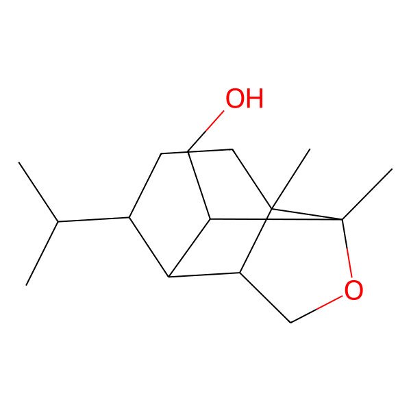 2D Structure of (2,8-Dimethyl-5-propan-2-yl-9-oxatricyclo[4.4.0.02,8]decan-7-yl)methanol