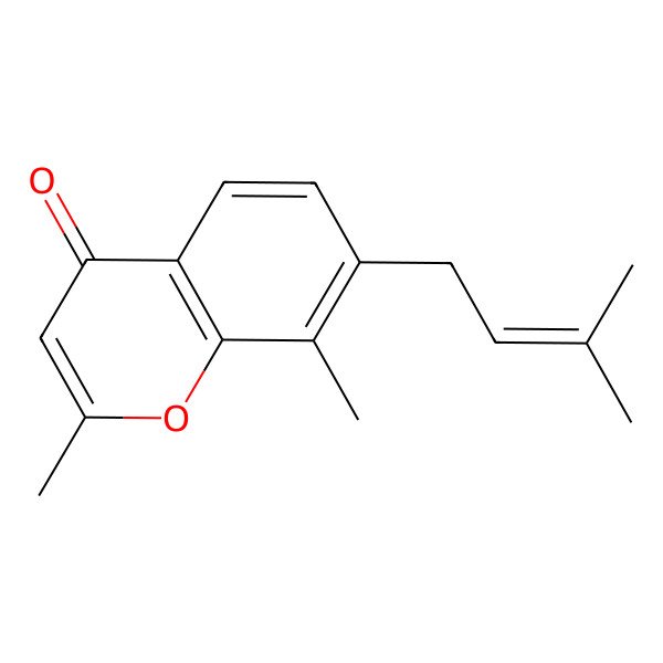 2D Structure of 2,8-Dimethyl-7-(3-methylbut-2-enyl)chromen-4-one 2D Structure of 2,8-Dimethyl-7-(3-methylbut-2-enyl)chromen-4-one