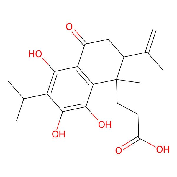 2D Structure of 3-[(1S,2S)-5,7,8-trihydroxy-1-methyl-4-oxo-6-propan-2-yl-2-prop-1-en-2-yl-2,3-dihydronaphthalen-1-yl]propanoic acid