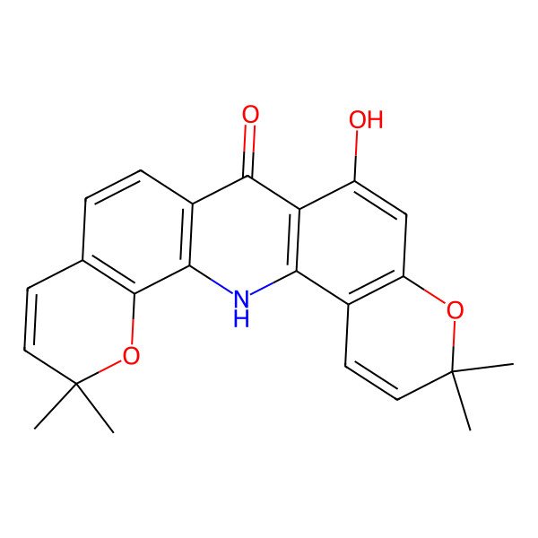 2D Structure of 15-Hydroxy-6,6,19,19-tetramethyl-5,18-dioxa-2-azapentacyclo[12.8.0.03,12.04,9.017,22]docosa-1(14),3(12),4(9),7,10,15,17(22),20-octaen-13-one