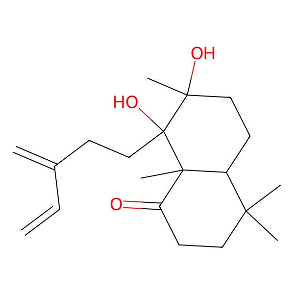 2D Structure of 7,8-dihydroxy-4,4,7,8a-tetramethyl-8-(3-methylidenepent-4-enyl)-3,4a,5,6-tetrahydro-2H-naphthalen-1-one 2D Structure of 7,8-dihydroxy-4,4,7,8a-tetramethyl-8-(3-methylidenepent-4-enyl)-3,4a,5,6-tetrahydro-2H-naphthalen-1-one