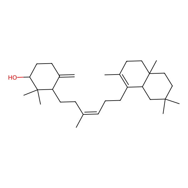 2D Structure of 3-[6-(2,4a,7,7-Tetramethyl-3,4,5,6,8,8a-hexahydronaphthalen-1-yl)-3-methylhex-3-enyl]-2,2-dimethyl-4-methylidenecyclohexan-1-ol