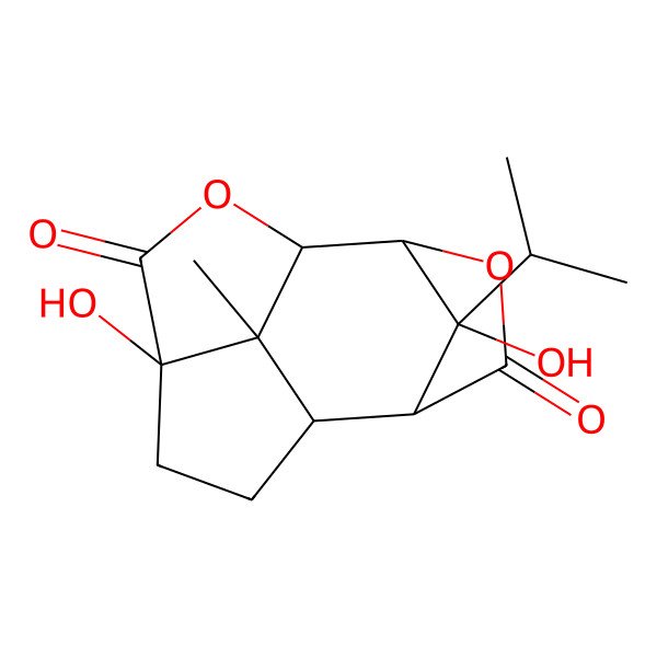2D Structure of (2aR,4aS,5R,8S,8aS,8bS,9R)-Octahydro-2a,9-dihydroxy-8b-methyl-9-(1-methylethyl)-5,8-methano-1,7-dioxacyclopent(cd)azulene-2,6-dione