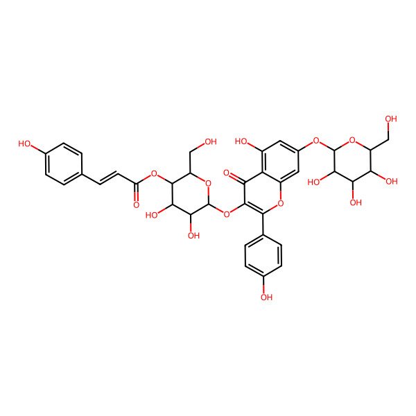 2D Structure of [(2R,3R,4R,5R,6S)-4,5-dihydroxy-6-[5-hydroxy-2-(4-hydroxyphenyl)-4-oxo-7-[(2R,3R,4R,5R,6R)-3,4,5-trihydroxy-6-(hydroxymethyl)oxan-2-yl]oxychromen-3-yl]oxy-2-(hydroxymethyl)oxan-3-yl] (E)-3-(4-hydroxyphenyl)prop-2-enoate