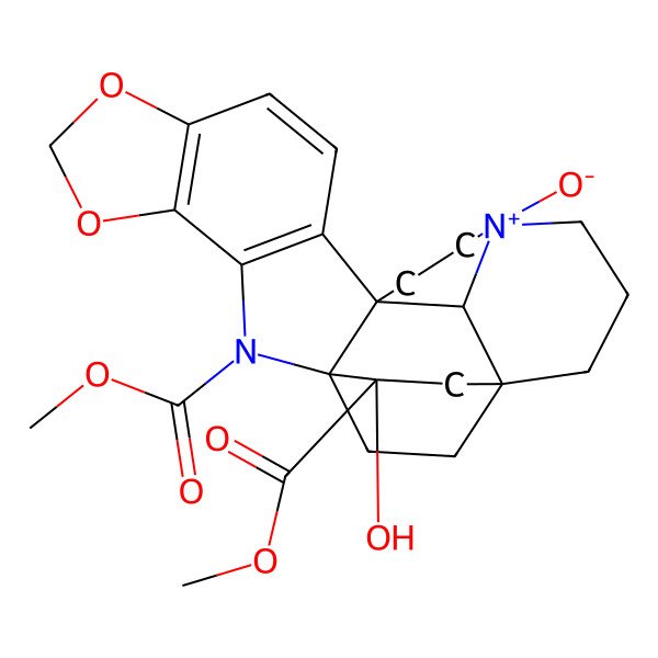 2D Structure of dimethyl (1S,12R,15S,19R,21S,24S)-21-hydroxy-15-oxido-5,7-dioxa-2-aza-15-azoniaheptacyclo[17.2.2.112,15.01,12.03,11.04,8.019,24]tetracosa-3(11),4(8),9-triene-2,21-dicarboxylate