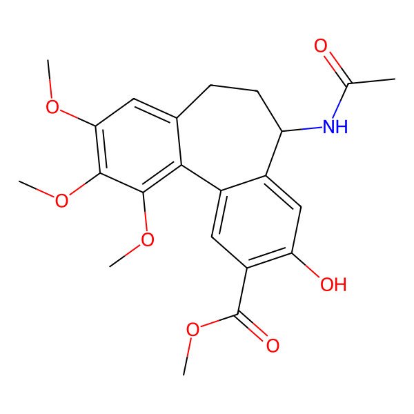 2D Structure of 5H-Dibenzo[a,c]cycloheptene-2-carboxylic acid, 5-(acetylamino)-6,7-dihydro-3-hydroxy-9,10,11-trimethoxy-, methyl ester, (S)-
