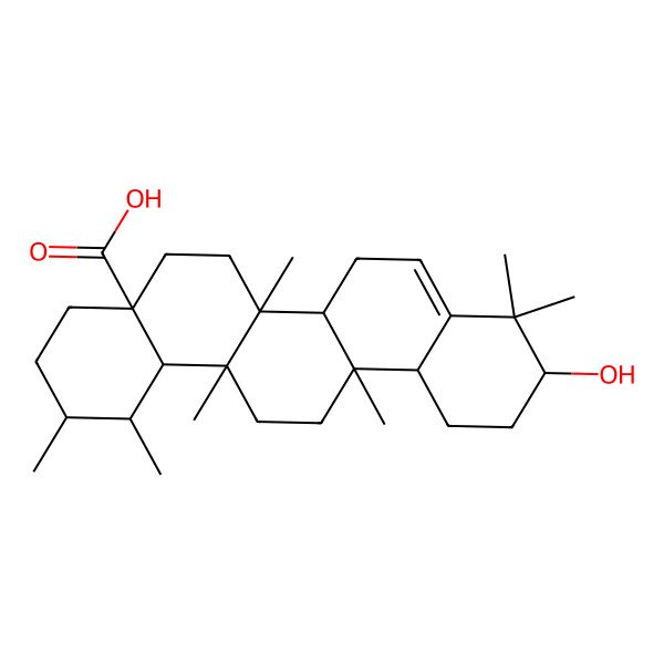 2D Structure of (1S,2R,4aS,6aR,6aR,6bS,10S,12aS,14aS,14bS)-10-hydroxy-1,2,6a,6a,9,9,14a-heptamethyl-2,3,4,5,6,6b,7,10,11,12,12a,13,14,14b-tetradecahydro-1H-picene-4a-carboxylic acid 2D Structure of (1S,2R,4aS,6aR,6aR,6bS,10S,12aS,14aS,14bS)-10-hydroxy-1,2,6a,6a,9,9,14a-heptamethyl-2,3,4,5,6,6b,7,10,11,12,12a,13,14,14b-tetradecahydro-1H-picene-4a-carboxylic acid