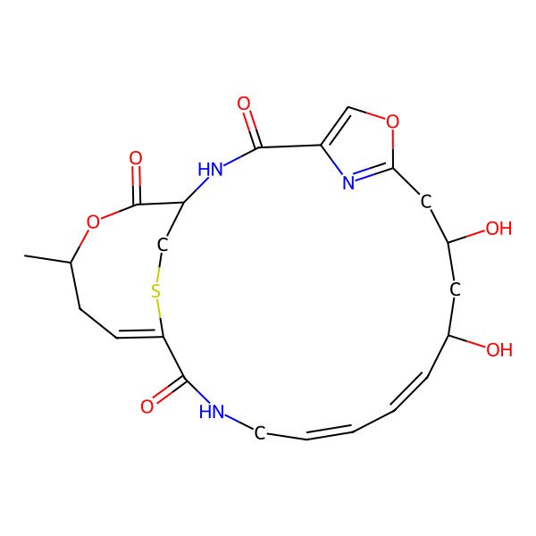 2D Structure of (1S,9R,11S,12Z,14Z,19Z,22R)-9,11-Dihydroxy-22-methyl-6,23-dioxa-26-thia-2,17,27-triazatricyclo[17.5.2.14,7]heptacosa-4,7(27),12,14,19-pentaene-3,18,24-trione