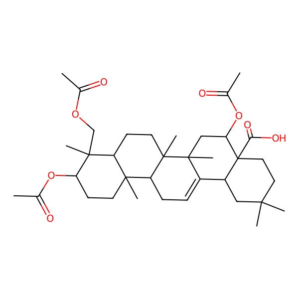 2D Structure of 5,10-Diacetyloxy-9-(acetyloxymethyl)-2,2,6a,6b,9,12a-hexamethyl-1,3,4,5,6,6a,7,8,8a,10,11,12,13,14b-tetradecahydropicene-4a-carboxylic acid