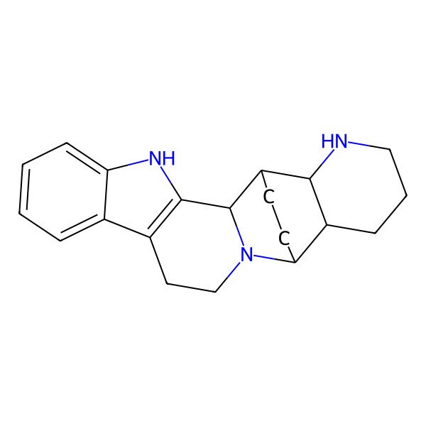 2D Structure of (4aS,13bS,14aR)-1,2,3,4,4a,5,7,8,13,13b,14,14a-dodecahydro-5,14-ethanoindolo[2',3':3,4]pyrido[1,2-g][1,6]naphthyridine