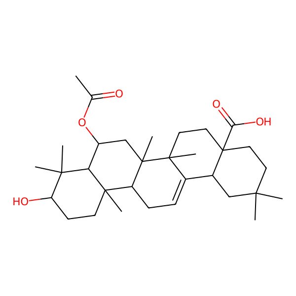 2D Structure of (4aS,6aR,6aS,6bR,8S,8aR,10S,12aR,14bR)-8-acetyloxy-10-hydroxy-2,2,6a,6b,9,9,12a-heptamethyl-1,3,4,5,6,6a,7,8,8a,10,11,12,13,14b-tetradecahydropicene-4a-carboxylic acid