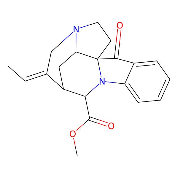 2D Structure of methyl (1S,10S,11S,12E,17S)-12-ethylidene-2-oxo-9,14-diazapentacyclo[9.5.2.01,9.03,8.014,17]octadeca-3,5,7-triene-10-carboxylate