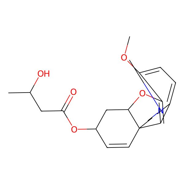 2D Structure of (9-Methoxy-4-methyl-11-oxa-4-azatetracyclo[8.6.1.01,12.06,17]heptadeca-6(17),7,9,15-tetraen-14-yl) 3-hydroxybutanoate