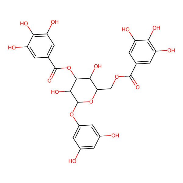 2D Structure of [(2R,3R,4S,5R,6S)-6-(3,5-dihydroxyphenoxy)-3,5-dihydroxy-4-(3,4,5-trihydroxybenzoyl)oxyoxan-2-yl]methyl 3,4,5-trihydroxybenzoate