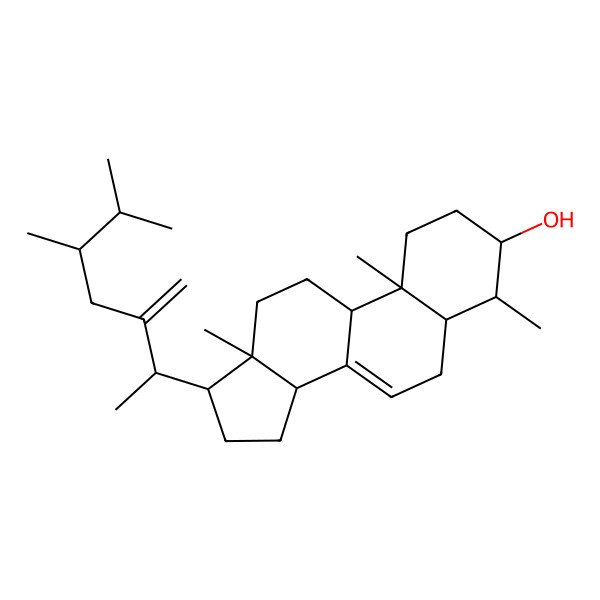 2D Structure of (3S,4S,5S,9R,10S,13R,14R,17R)-17-[(2S,5S)-5,6-dimethyl-3-methylideneheptan-2-yl]-4,10,13-trimethyl-2,3,4,5,6,9,11,12,14,15,16,17-dodecahydro-1H-cyclopenta[a]phenanthren-3-ol