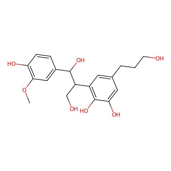 2D Structure of 3-[(1S,2S)-1,3-dihydroxy-1-(4-hydroxy-3-methoxyphenyl)propan-2-yl]-5-(3-hydroxypropyl)benzene-1,2-diol