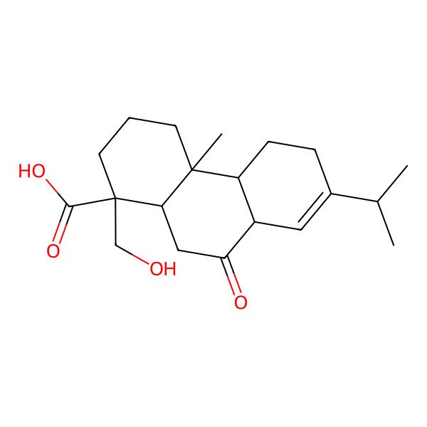 2D Structure of 1-(hydroxymethyl)-4a-methyl-9-oxo-7-propan-2-yl-3,4,4b,5,6,8a,10,10a-octahydro-2H-phenanthrene-1-carboxylic acid