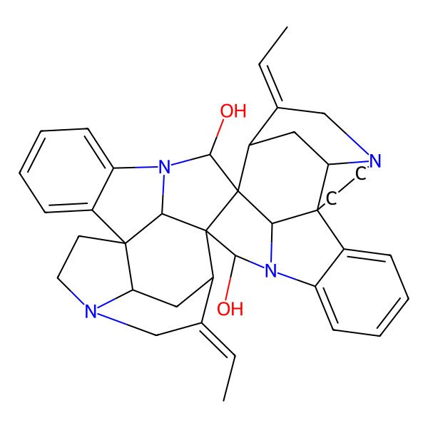 2D Structure of (1R,9R,10R,11S,13S,17R,25S,26S,27R,28E,33S,35R,36R,38E)-28,38-di(ethylidene)-8,14,24,30-tetrazadodecacyclo[25.5.2.211,14.11,26.110,17.02,7.010,26.013,17.018,23.030,33.08,35.024,36]octatriaconta-2,4,6,18,20,22-hexaene-9,25-diol