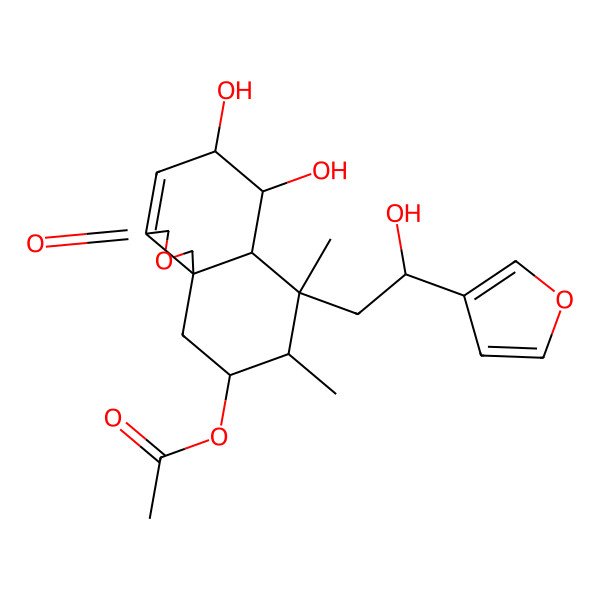 2D Structure of [7-[2-(furan-3-yl)-2-hydroxyethyl]-5,6-dihydroxy-7,8-dimethyl-3-oxo-5,6,6a,8,9,10-hexahydro-1H-benzo[d][2]benzofuran-9-yl] acetate