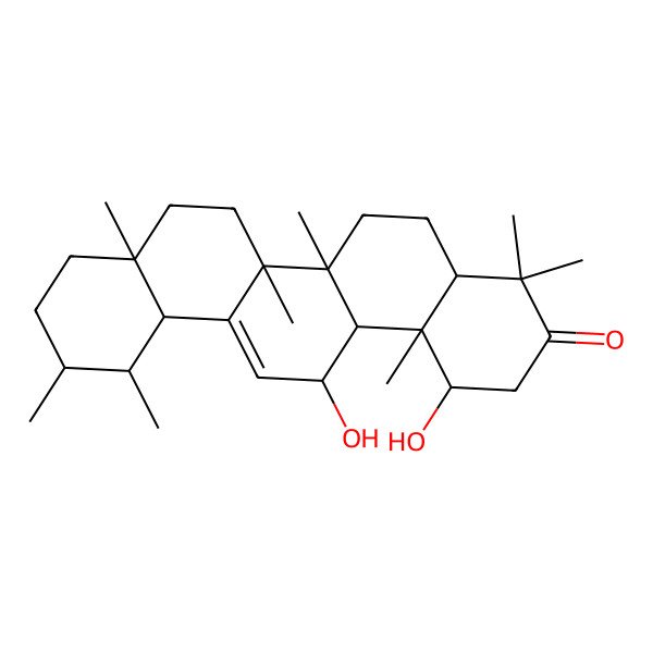 2D Structure of 1,14-Dihydroxy-4,4,6a,6b,8a,11,12,14b-octamethyl-1,2,4a,5,6,7,8,9,10,11,12,12a,14,14a-tetradecahydropicen-3-one