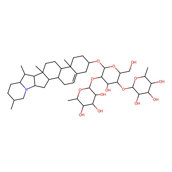 2D Structure of 2-[4-Hydroxy-2-(hydroxymethyl)-6-[(10,14,16,20-tetramethyl-22-azahexacyclo[12.10.0.02,11.05,10.015,23.017,22]tetracos-4-en-7-yl)oxy]-5-(3,4,5-trihydroxy-6-methyloxan-2-yl)oxyoxan-3-yl]oxy-6-methyloxane-3,4,5-triol