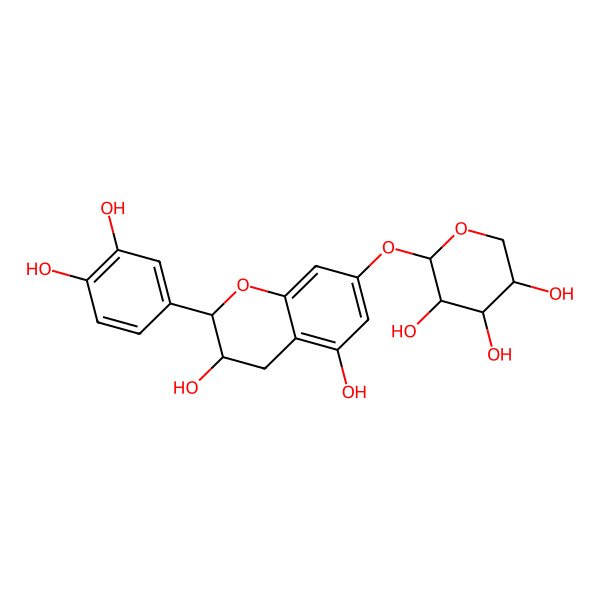 2D Structure of (2S,3R,4S,5R)-2-[[(2R,3R)-2-(3,4-dihydroxyphenyl)-3,5-dihydroxy-3,4-dihydro-2H-chromen-7-yl]oxy]oxane-3,4,5-triol