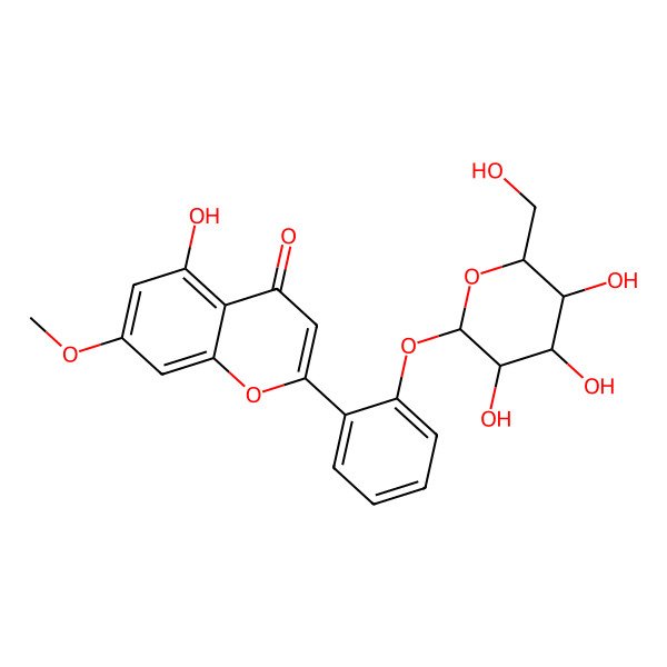 2D Structure of 5-hydroxy-7-methoxy-2-[2-[(2S,3R,4S,5S,6R)-3,4,5-trihydroxy-6-(hydroxymethyl)oxan-2-yl]oxyphenyl]chromen-4-one