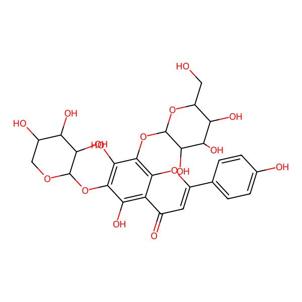 2D Structure of 5,7-Dihydroxy-2-(4-hydroxyphenyl)-8-[3,4,5-trihydroxy-6-(hydroxymethyl)oxan-2-yl]oxy-6-(3,4,5-trihydroxyoxan-2-yl)oxychromen-4-one