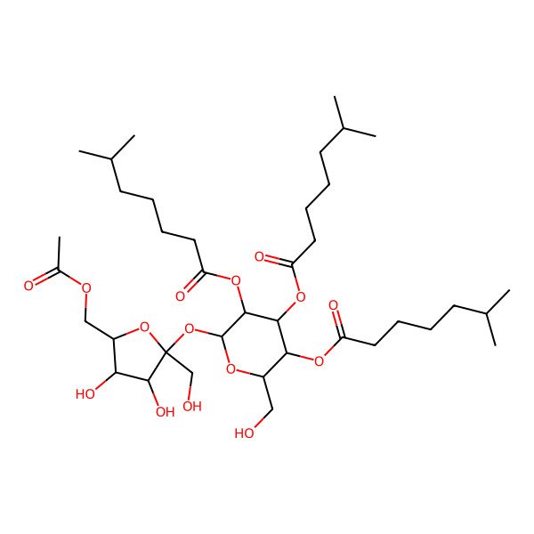 2D Structure of [(2R,3R,4S,5R,6R)-6-[(2S,3S,4S,5R)-5-(acetyloxymethyl)-3,4-dihydroxy-2-(hydroxymethyl)oxolan-2-yl]oxy-2-(hydroxymethyl)-4,5-bis(6-methylheptanoyloxy)oxan-3-yl] 6-methylheptanoate
