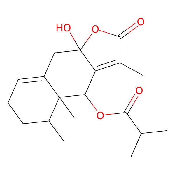 2D Structure of [(4S,4aR,5S,9aR)-9a-hydroxy-3,4a,5-trimethyl-2-oxo-5,6,7,9-tetrahydro-4H-benzo[f][1]benzofuran-4-yl] 2-methylpropanoate