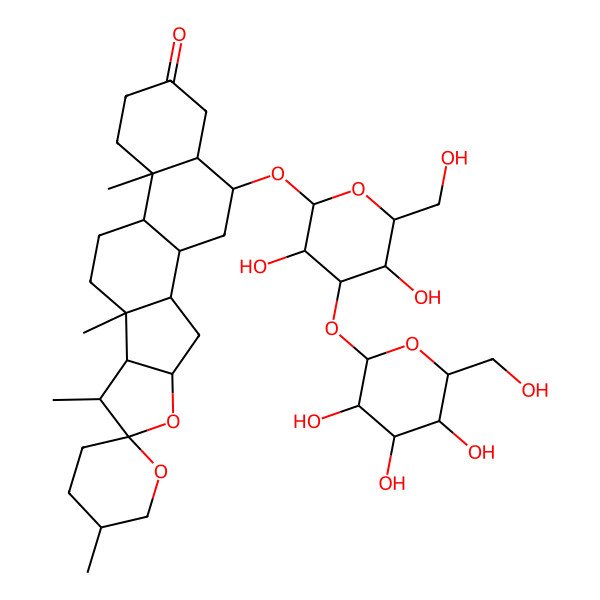 2D Structure of (1R,2S,4S,5'R,6R,7S,8R,9S,12S,13R,18S,19S)-19-[(2R,3R,4S,5R,6R)-3,5-dihydroxy-6-(hydroxymethyl)-4-[(2S,3R,4S,5S,6R)-3,4,5-trihydroxy-6-(hydroxymethyl)oxan-2-yl]oxyoxan-2-yl]oxy-5',7,9,13-tetramethylspiro[5-oxapentacyclo[10.8.0.02,9.04,8.013,18]icosane-6,2'-oxane]-16-one