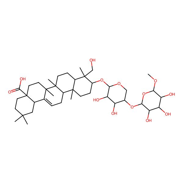 2D Structure of 10-[3,4-Dihydroxy-5-(3,4,5-trihydroxy-6-methoxyoxan-2-yl)oxyoxan-2-yl]oxy-9-(hydroxymethyl)-2,2,6a,6b,9,12a-hexamethyl-1,3,4,5,6,6a,7,8,8a,10,11,12,13,14b-tetradecahydropicene-4a-carboxylic acid