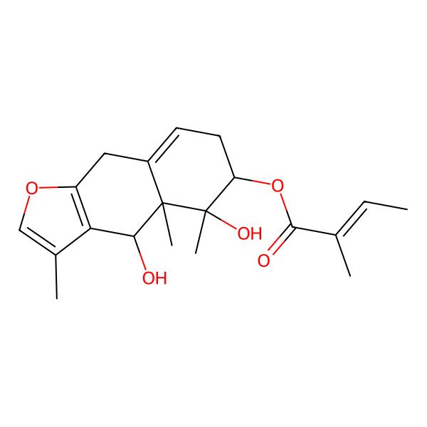 2D Structure of [(4R,4aR,5S,6S)-4,5-dihydroxy-3,4a,5-trimethyl-4,6,7,9-tetrahydrobenzo[f][1]benzofuran-6-yl] (Z)-2-methylbut-2-enoate