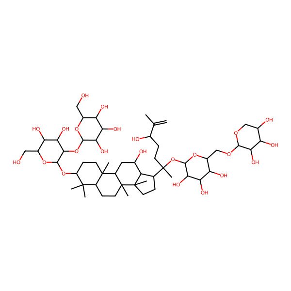 2D Structure of 2-[4,5-dihydroxy-2-[[12-hydroxy-17-[5-hydroxy-6-methyl-2-[3,4,5-trihydroxy-6-[(3,4,5-trihydroxyoxan-2-yl)oxymethyl]oxan-2-yl]oxyhept-6-en-2-yl]-4,4,8,10,14-pentamethyl-2,3,5,6,7,9,11,12,13,15,16,17-dodecahydro-1H-cyclopenta[a]phenanthren-3-yl]oxy]-6-(hydroxymethyl)oxan-3-yl]oxy-6-(hydroxymethyl)oxane-3,4,5-triol