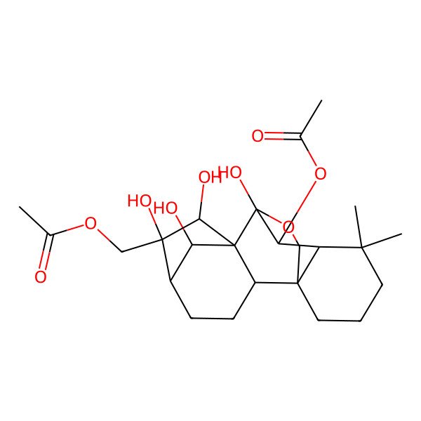 2D Structure of [(1R,2S,5R,6R,7S,8R,9S,10S,11S,18R)-10-acetyloxy-6,7,9,18-tetrahydroxy-12,12-dimethyl-17-oxapentacyclo[7.6.2.15,8.01,11.02,8]octadecan-6-yl]methyl acetate