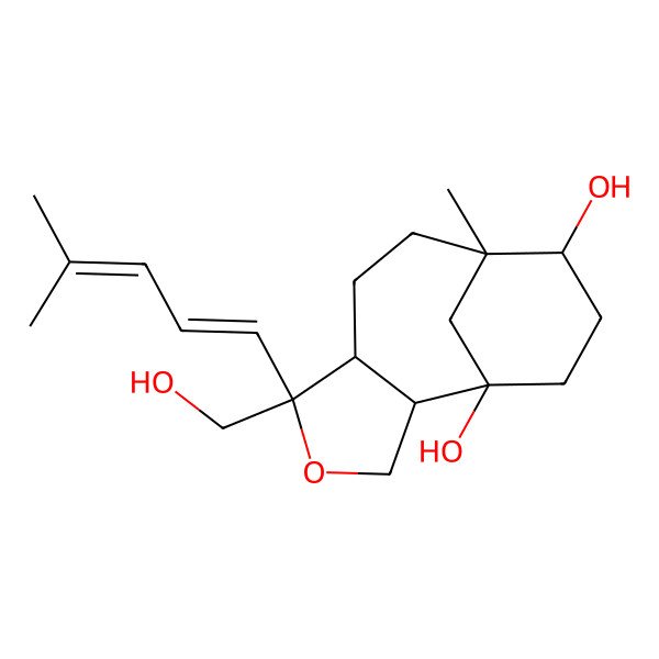 2D Structure of (1R,2S,5R,6S,9S,10S)-5-(hydroxymethyl)-9-methyl-5-[(1E)-4-methylpenta-1,3-dienyl]-4-oxatricyclo[7.3.1.02,6]tridecane-1,10-diol