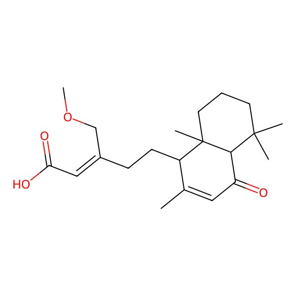 2D Structure of 5-(2,5,5,8a-tetramethyl-4-oxo-4a,6,7,8-tetrahydro-1H-naphthalen-1-yl)-3-(methoxymethyl)pent-2-enoic acid 2D Structure of 5-(2,5,5,8a-tetramethyl-4-oxo-4a,6,7,8-tetrahydro-1H-naphthalen-1-yl)-3-(methoxymethyl)pent-2-enoic acid