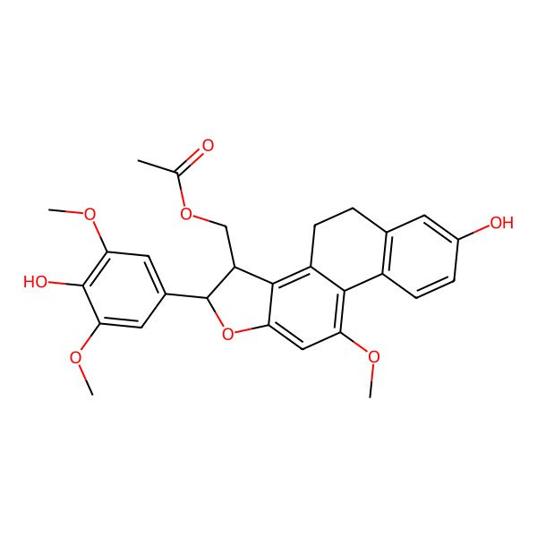 2D Structure of [(2R,3S)-7-hydroxy-2-(4-hydroxy-3,5-dimethoxyphenyl)-10-methoxy-2,3,4,5-tetrahydronaphtho[2,1-e][1]benzofuran-3-yl]methyl acetate