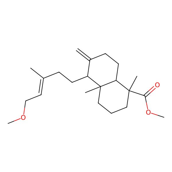 2D Structure of methyl (1S,4aR,5S,8aR)-5-[(E)-5-methoxy-3-methylpent-3-enyl]-1,4a-dimethyl-6-methylidene-3,4,5,7,8,8a-hexahydro-2H-naphthalene-1-carboxylate