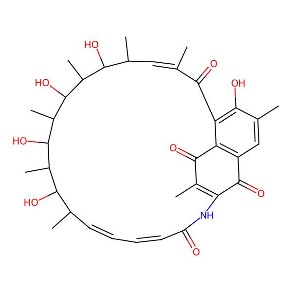 2D Structure of (7E,9S,10S,11R,12R,13R,14R,15R,16S,17S,18E)-4,10,12,14,16-pentahydroxy-3,7,9,11,13,15,17,25-octamethyl-23-azatricyclo[22.3.1.05,27]octacosa-1(27),2,4,7,18,20,24-heptaene-6,22,26,28-tetrone